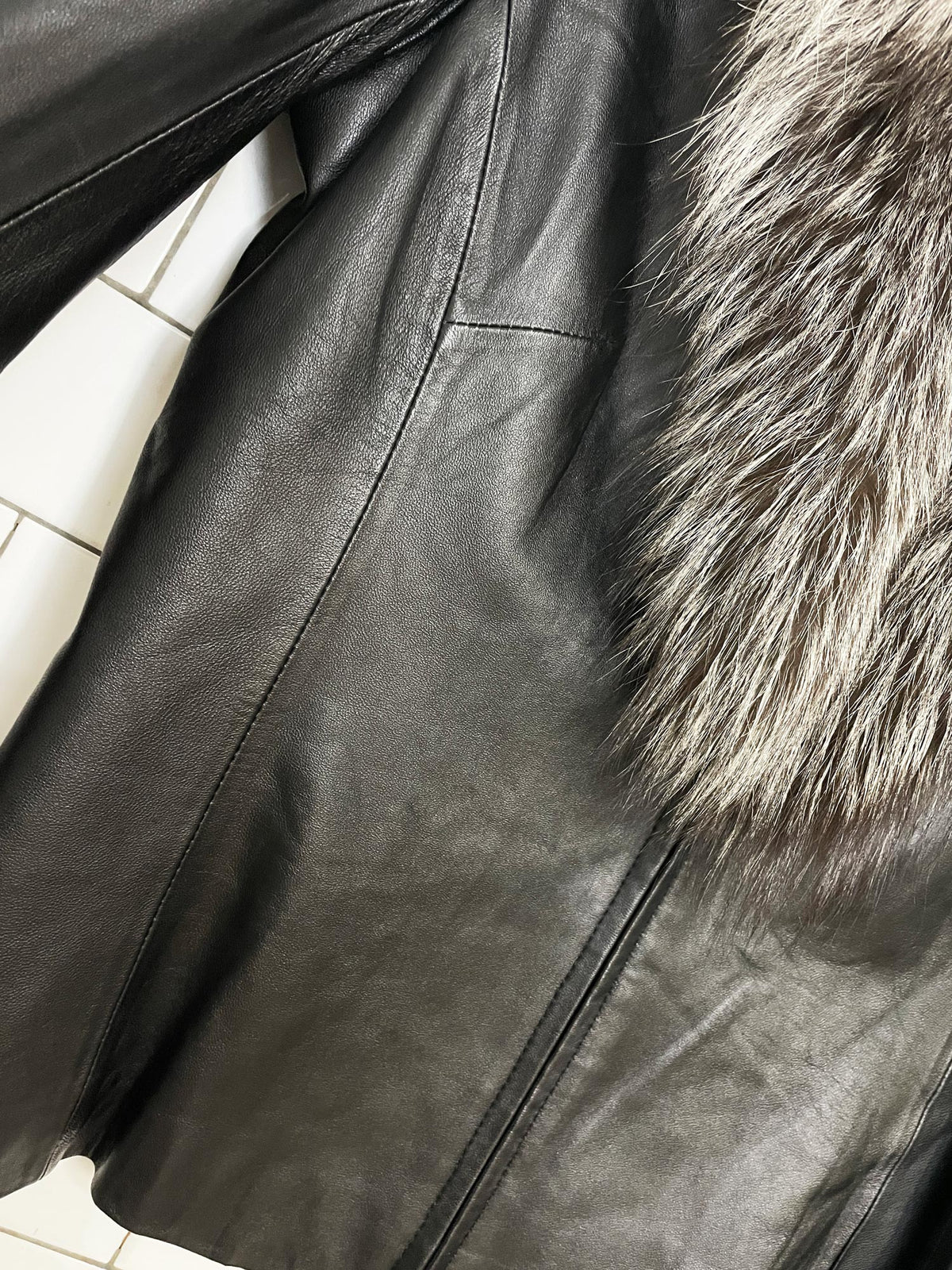 y2k cache fox fur collar + butter leather fitted jacket | removable collar | lambskin
