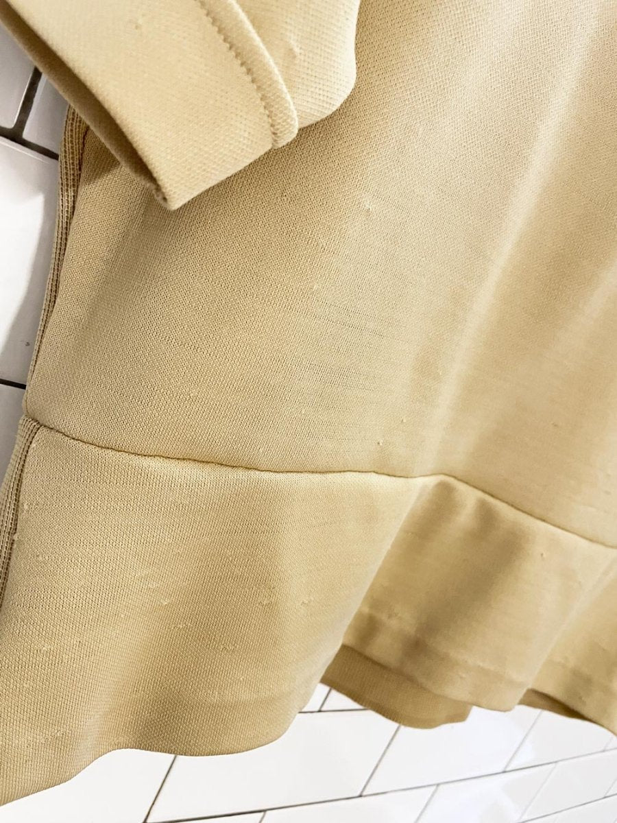 vintage 70s KP knitwear polyknit striped cuff 1/4 button shirt | rework - good market thrift store