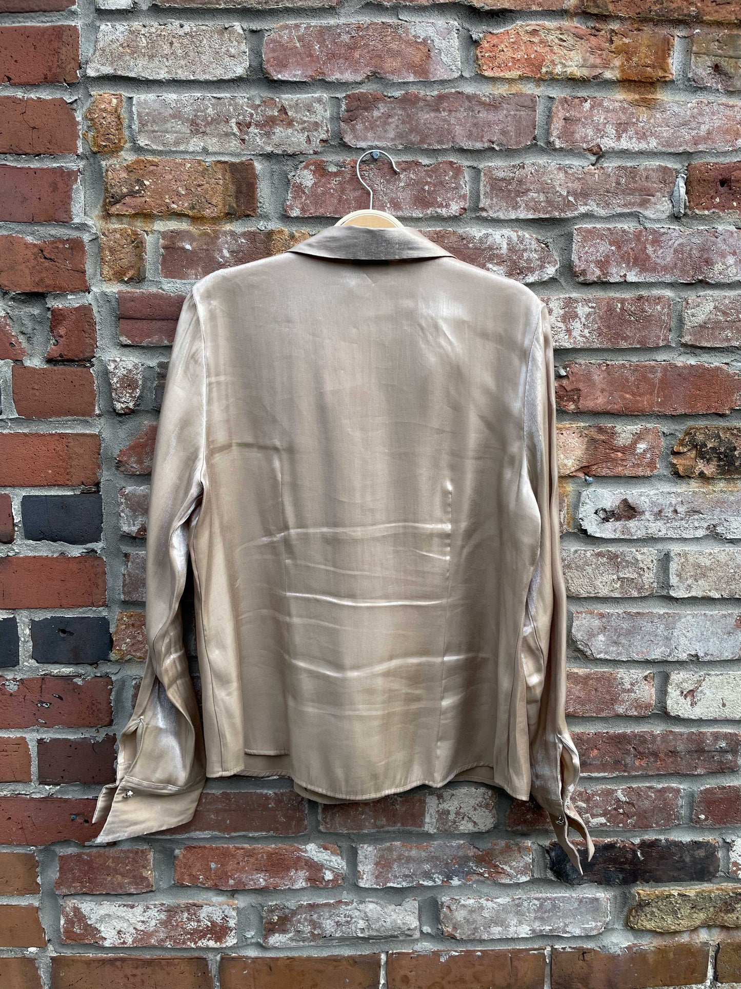 vintage jessica pearl gold shimmery blouse