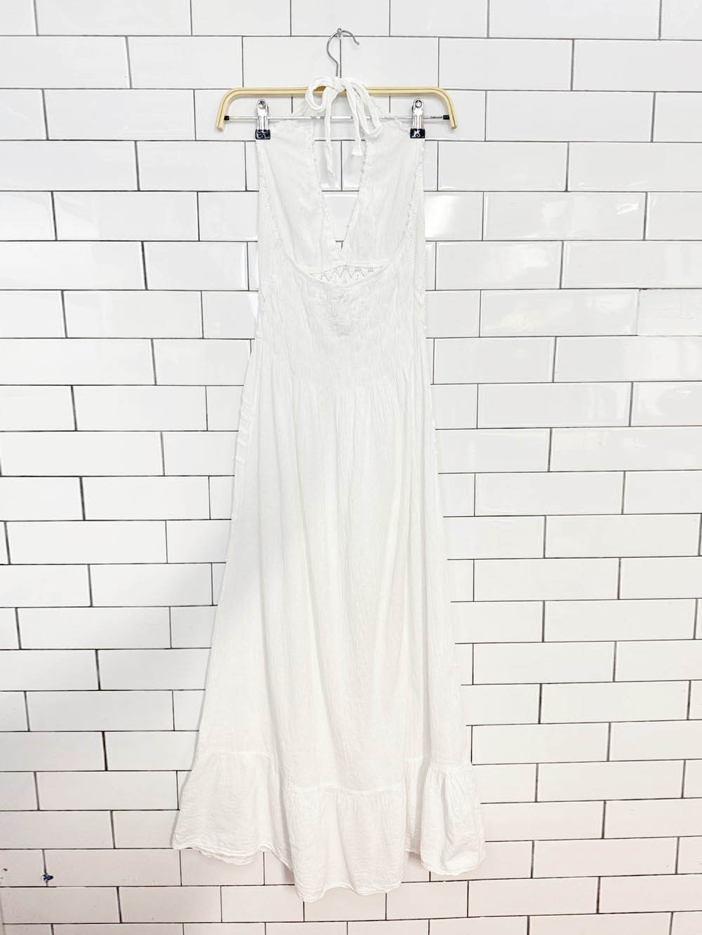 seaspice resortwear crochet halter tiered boho maxi dress