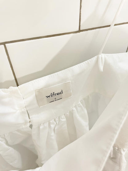 wilfred satire taffeta tiered midi dress | aritzia - good market thrift store