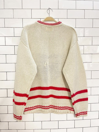 vintage 80s in private class of '63 letterman chunky knit sweater - good market thrift store