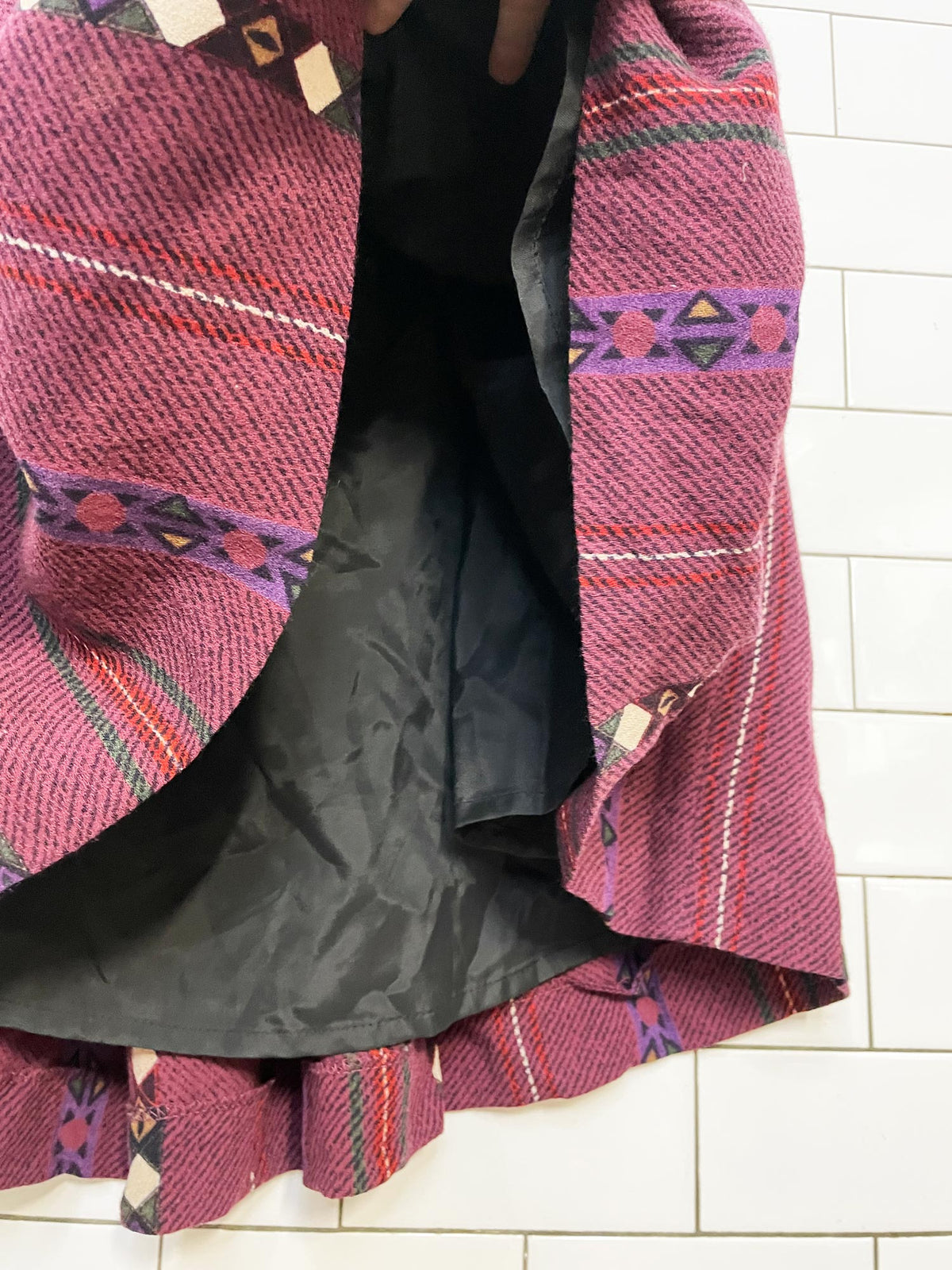 vintage jaeger wool-blend southwestern full midi skirt | lined