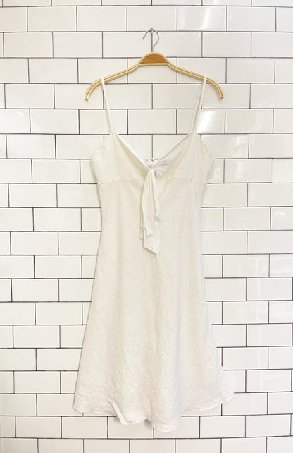 vintage 00s smart set 100% linen tie front midi dress - good market thrift store