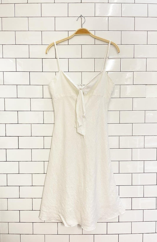 vintage 00s smart set 100% linen tie front midi dress - good market thrift store