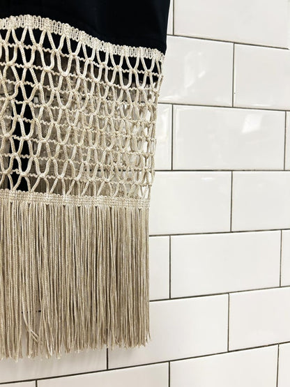 vintage crochet - mesh - fringe tank top - good market thrift store