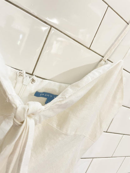 vintage 00s smart set 100% linen tie front midi dress - good market thrift store