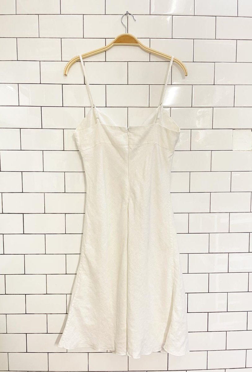 vintage 00s smart set 100% linen tie front midi dress - good market thrift store