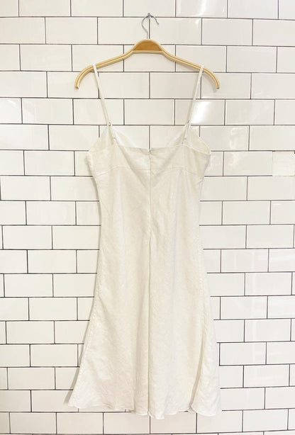 vintage 00s smart set 100% linen tie front midi dress - good market thrift store
