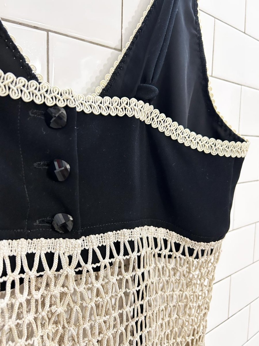 vintage crochet - mesh - fringe tank top - good market thrift store