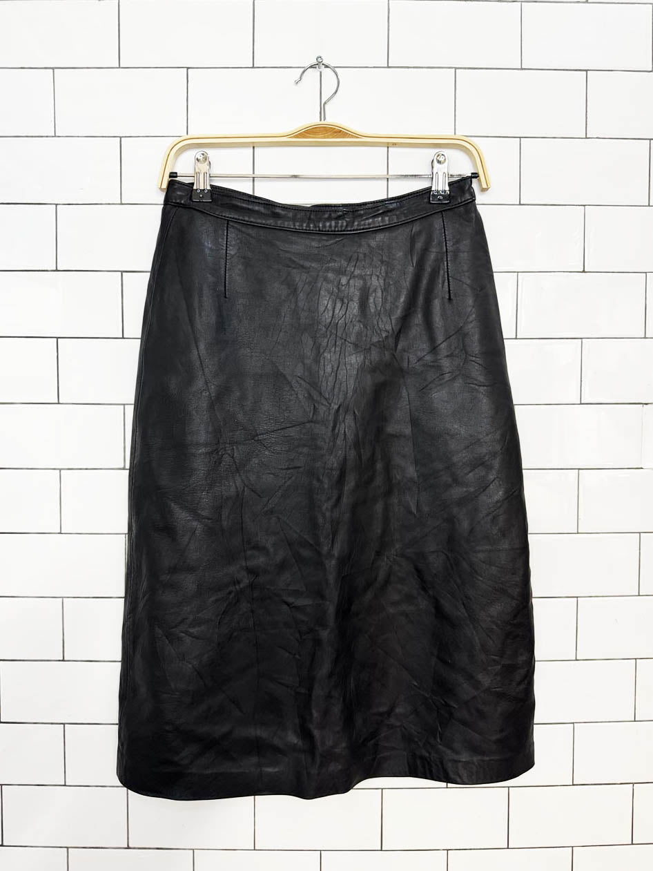 vintage christine gridley butter leather midi skirt | in skin of bath