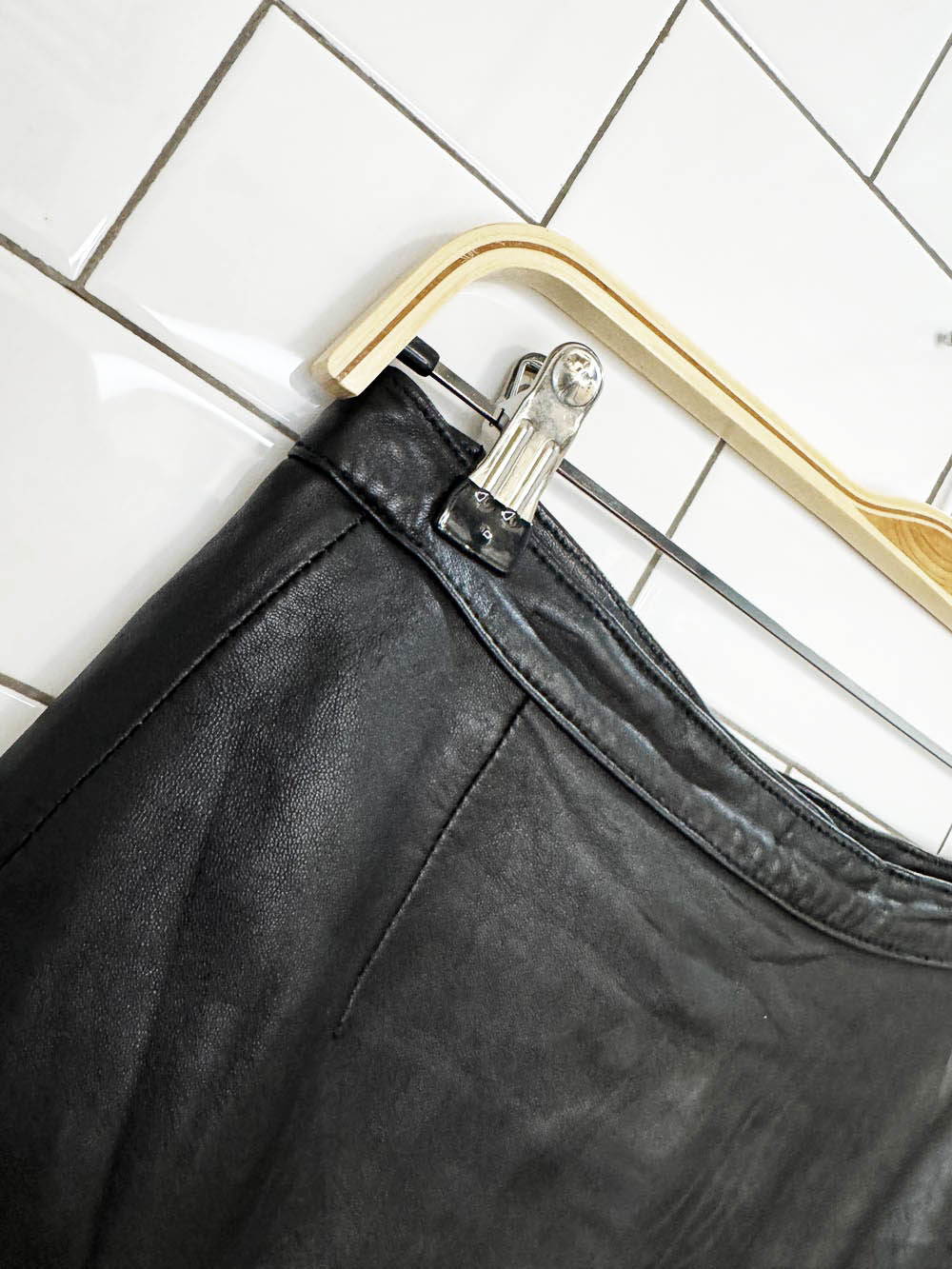 vintage christine gridley butter leather midi skirt | in skin of bath