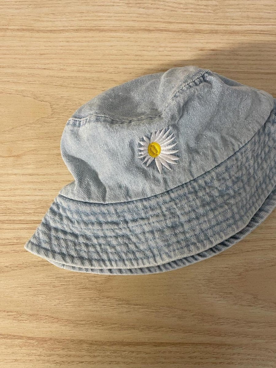 denim embroidered daisy bucket hat - good market thrift store