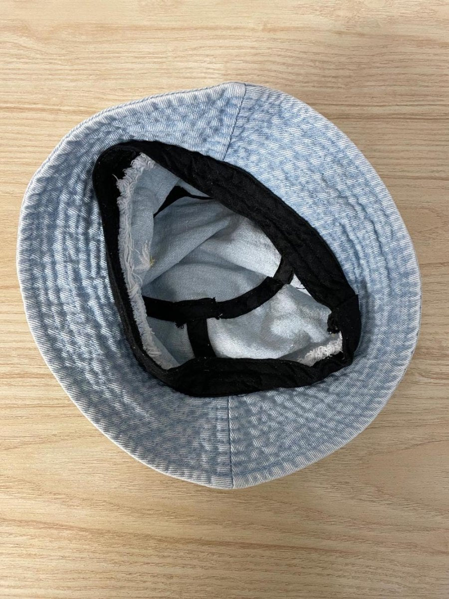denim embroidered daisy bucket hat - good market thrift store