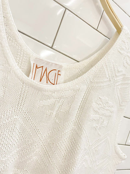 vintage 00s image flower diamond knit tank - good market thrift store