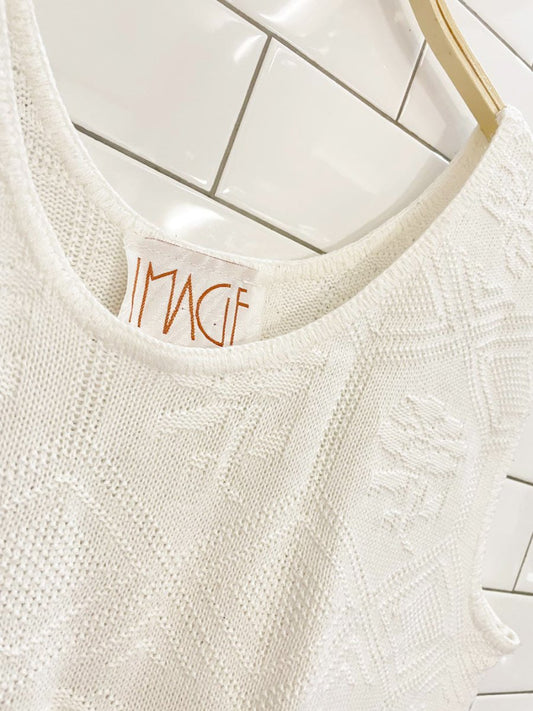 vintage 00s image flower diamond knit tank - good market thrift store