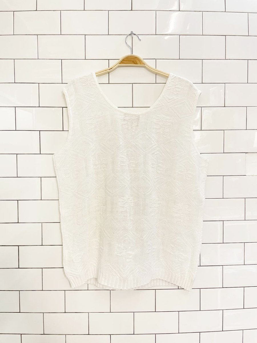 vintage 00s image flower diamond knit tank - good market thrift store