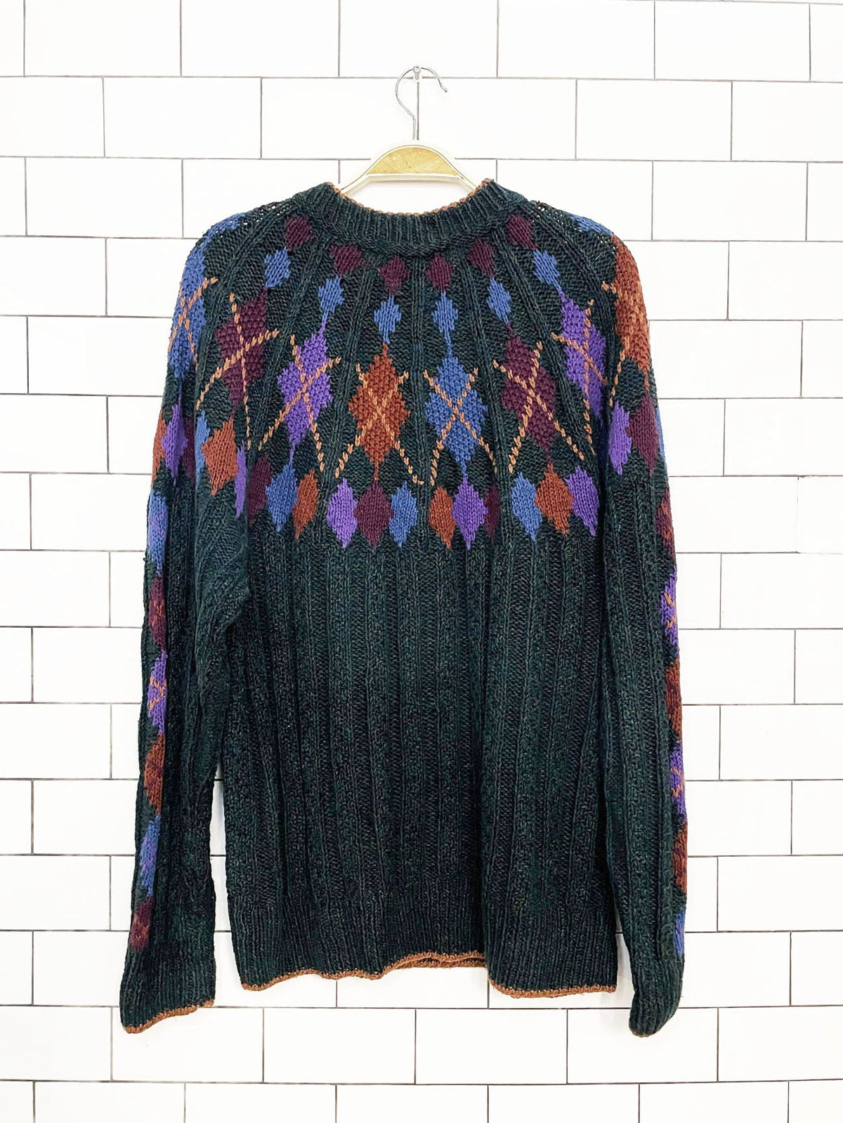 vintage colours by alexander julian linen-blend hand-knit fair isle sweater