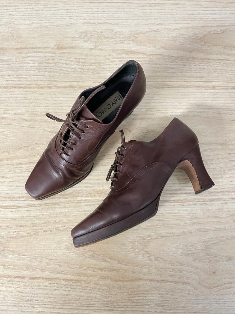 vintage franco paolucci italy heeled leather oxfords - good market thrift store