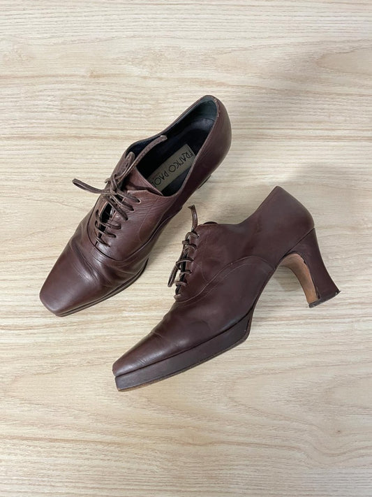 vintage franco paolucci italy heeled leather oxfords - good market thrift store