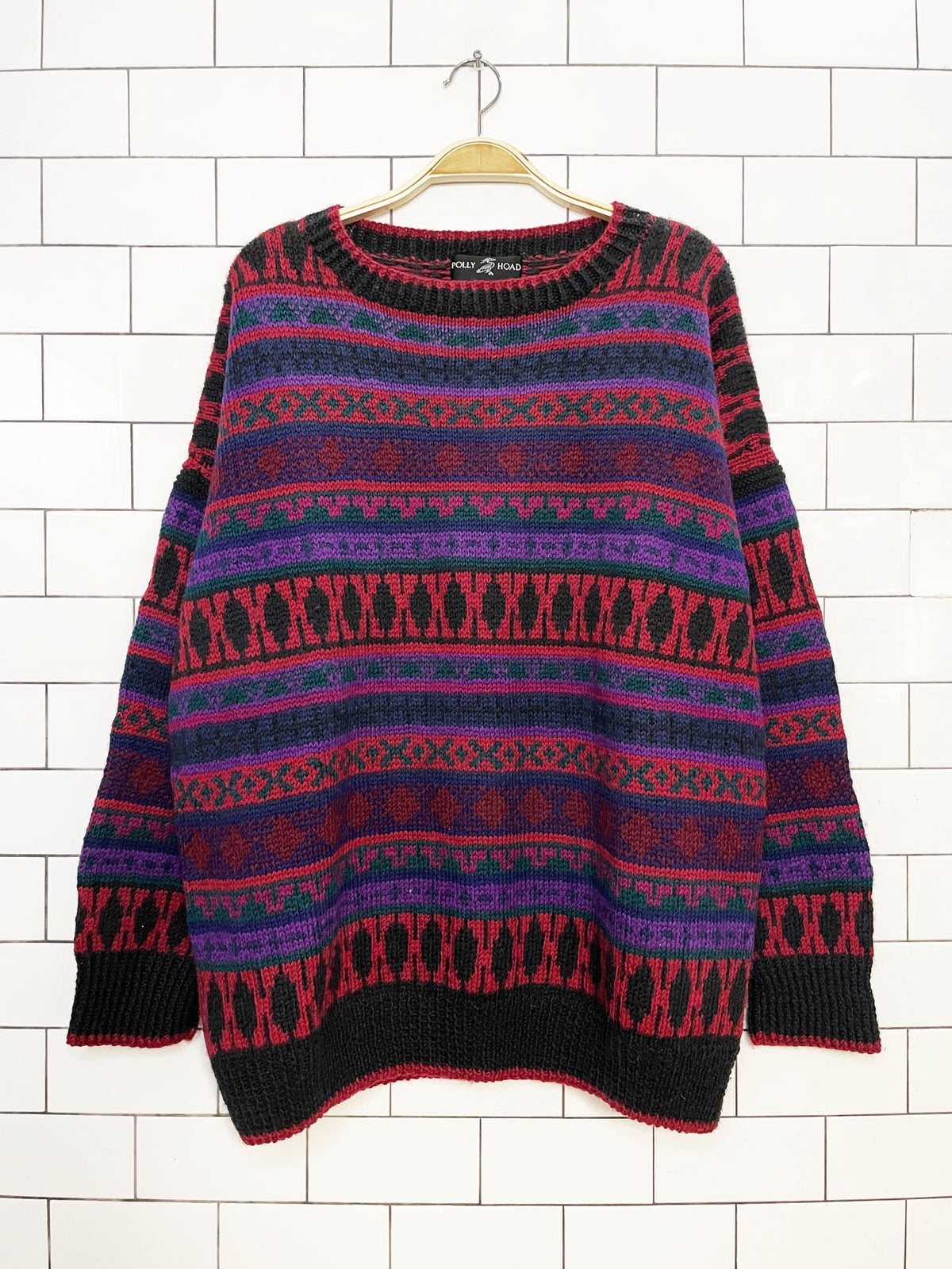 vintage polly hoad wool hand-knit oversized sweater