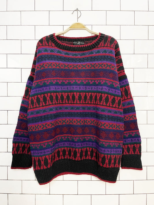 vintage polly hoad wool hand-knit oversized sweater