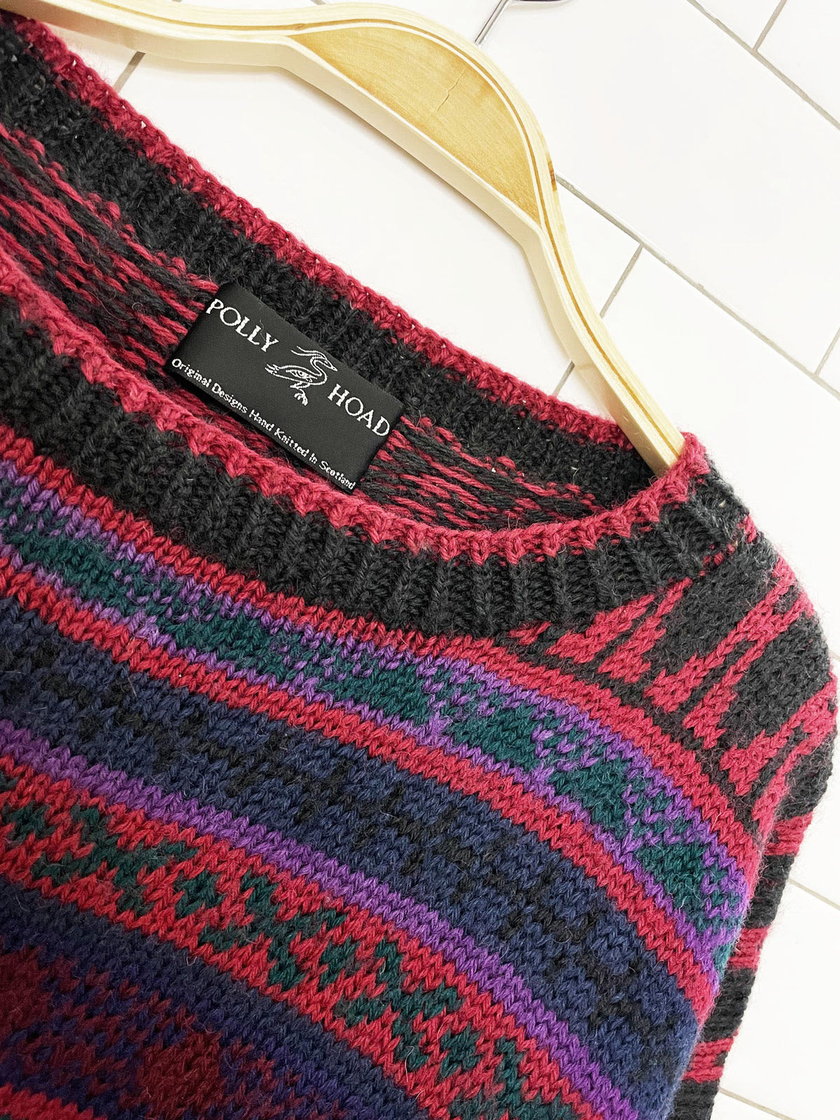 vintage polly hoad wool hand-knit oversized sweater