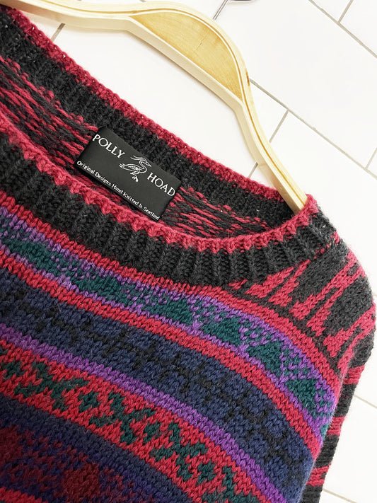 vintage polly hoad wool hand-knit oversized sweater