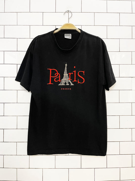 vintage 90s paris spell out embroidered tee | authentic collection
