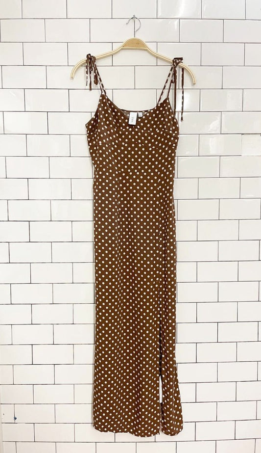 YAS polka dot front slit maxi dress - good market thrift store
