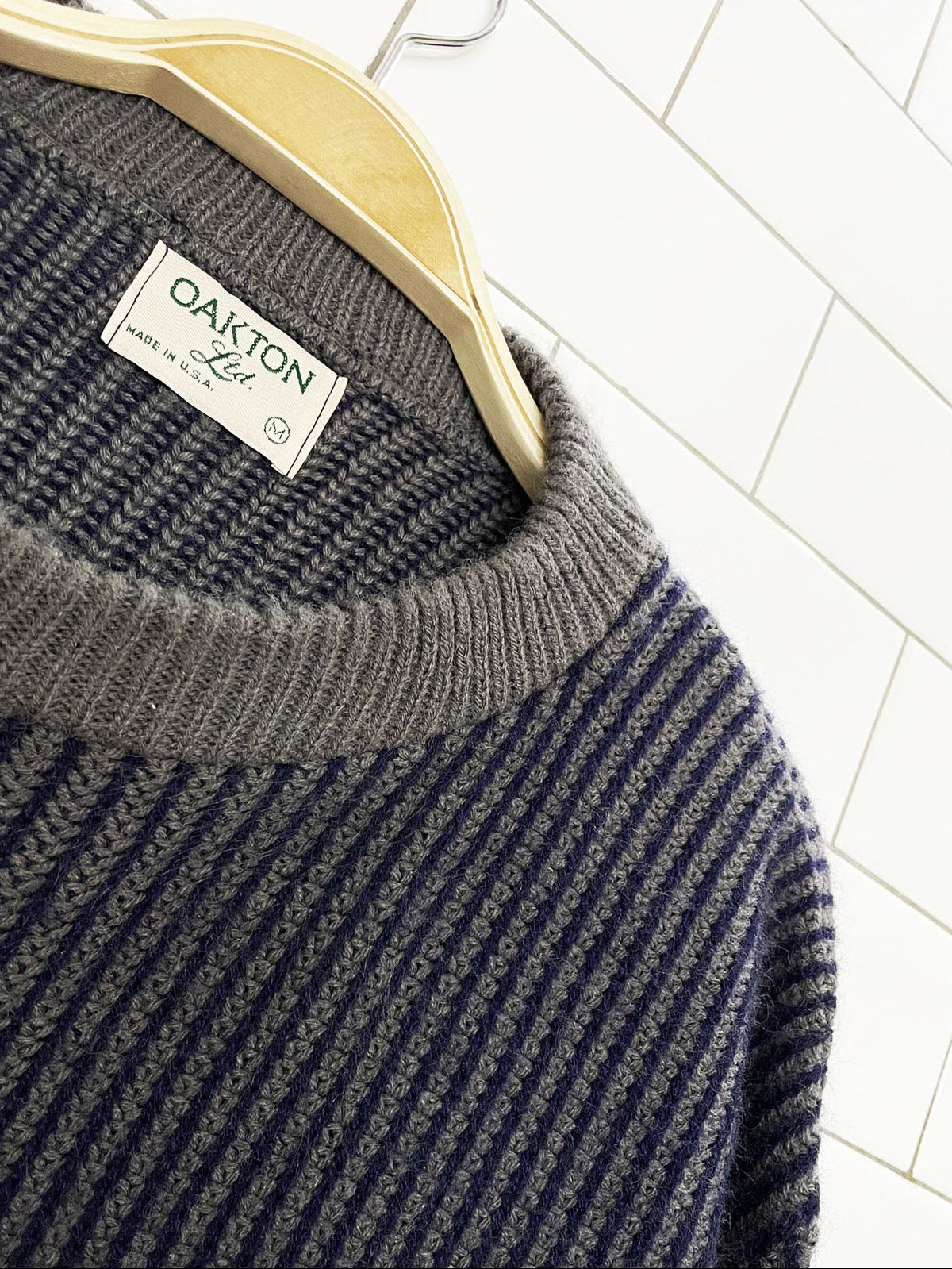vintage 80s oakton ribbed knit stripe minimal sweater | made in USA