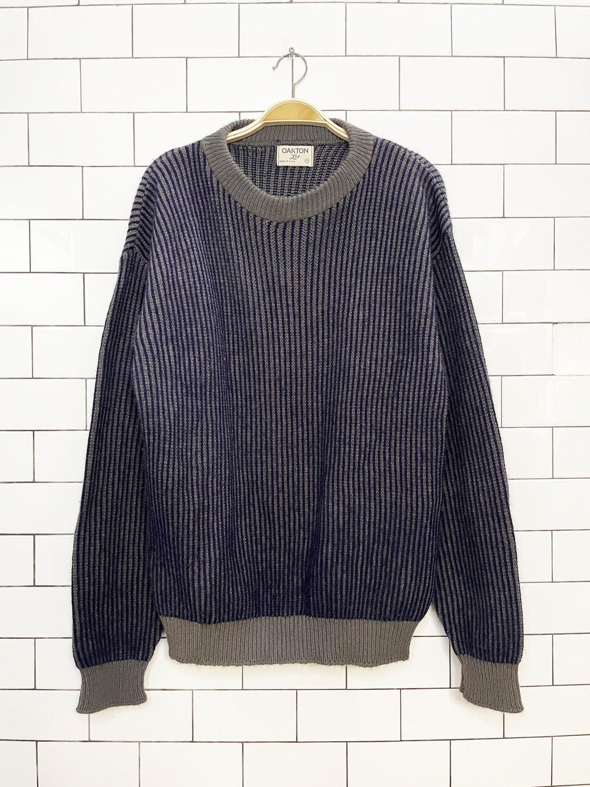 vintage 80s oakton ribbed knit stripe minimal sweater | made in USA