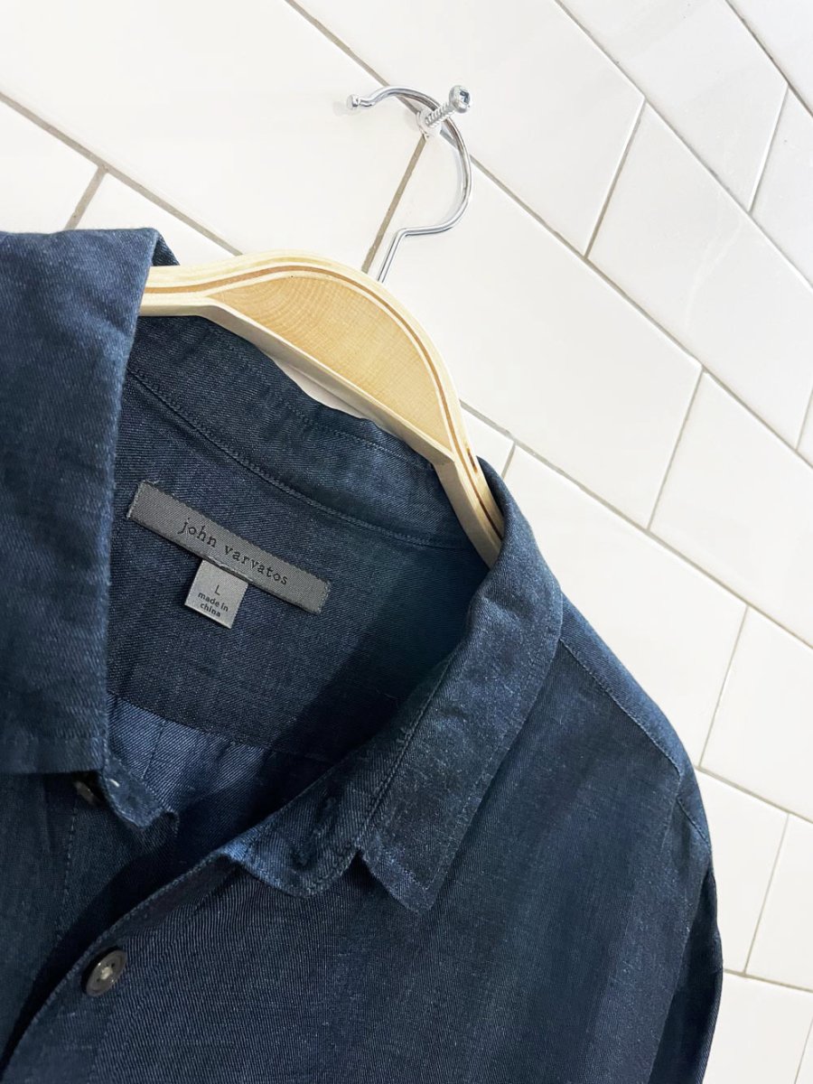 john varvatos linen - blend sateen shirt - good market thrift store