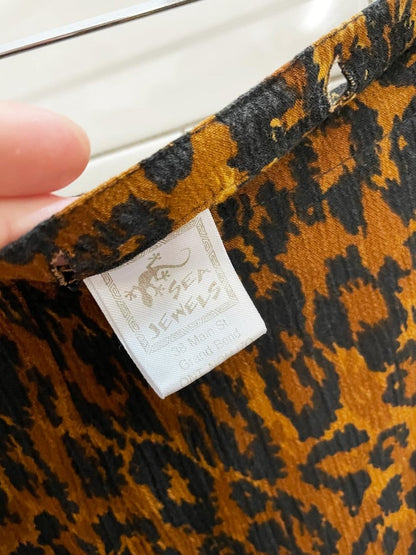 vintage 90s sea jewels animal print beach cover up skirt - good market thrift store