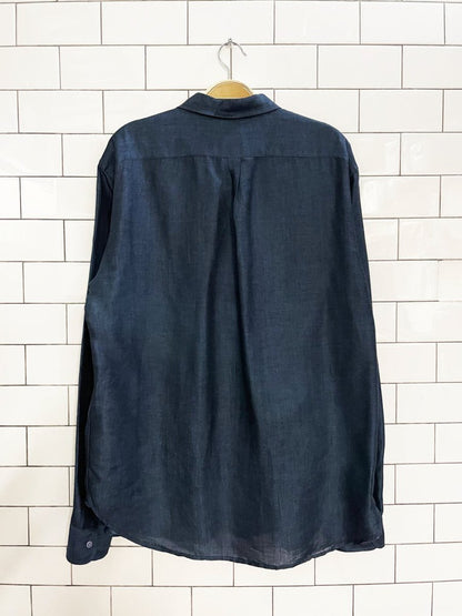 john varvatos linen - blend sateen shirt - good market thrift store