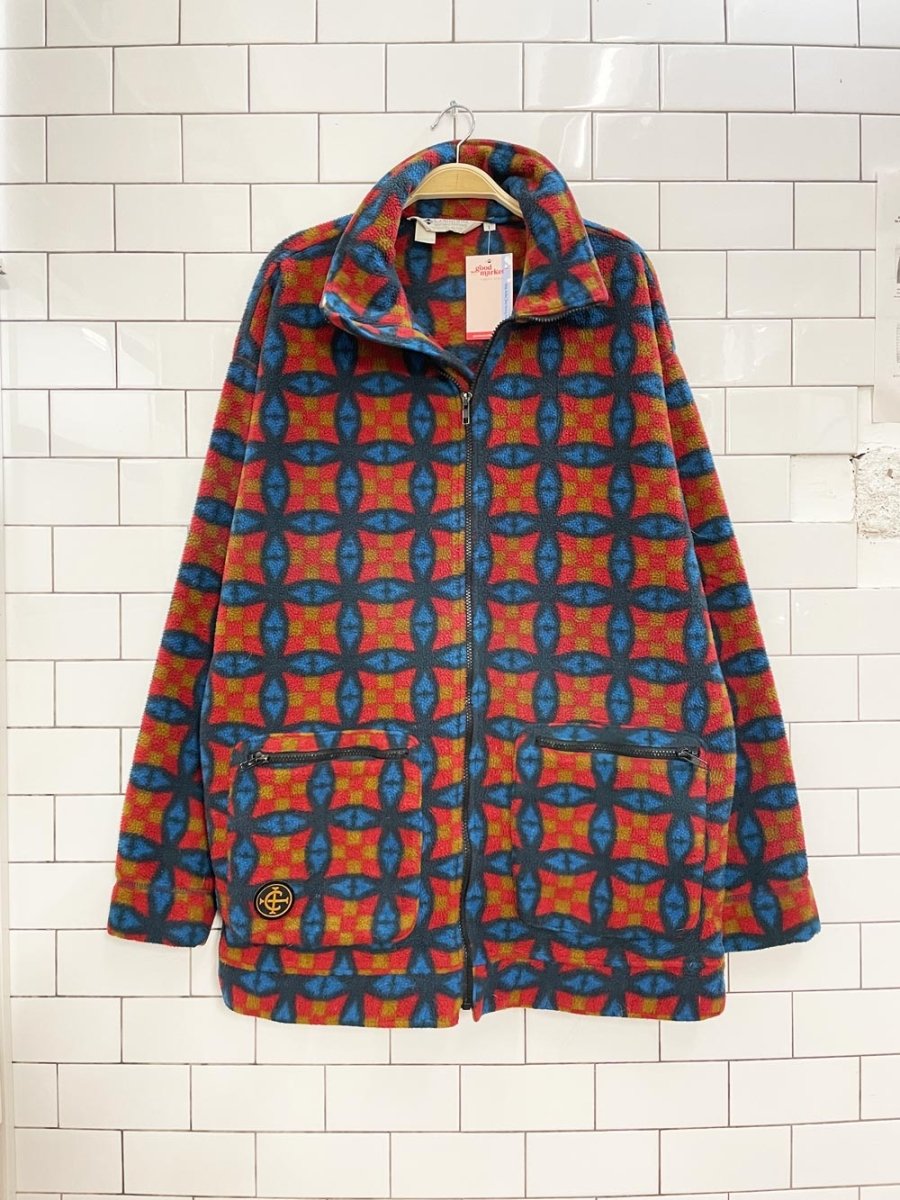 vintage 90s columbia geo fleece jacket made in usa - good market thrift store