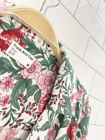 frank and oak botanical print wrap long sleeve top - good market thrift store