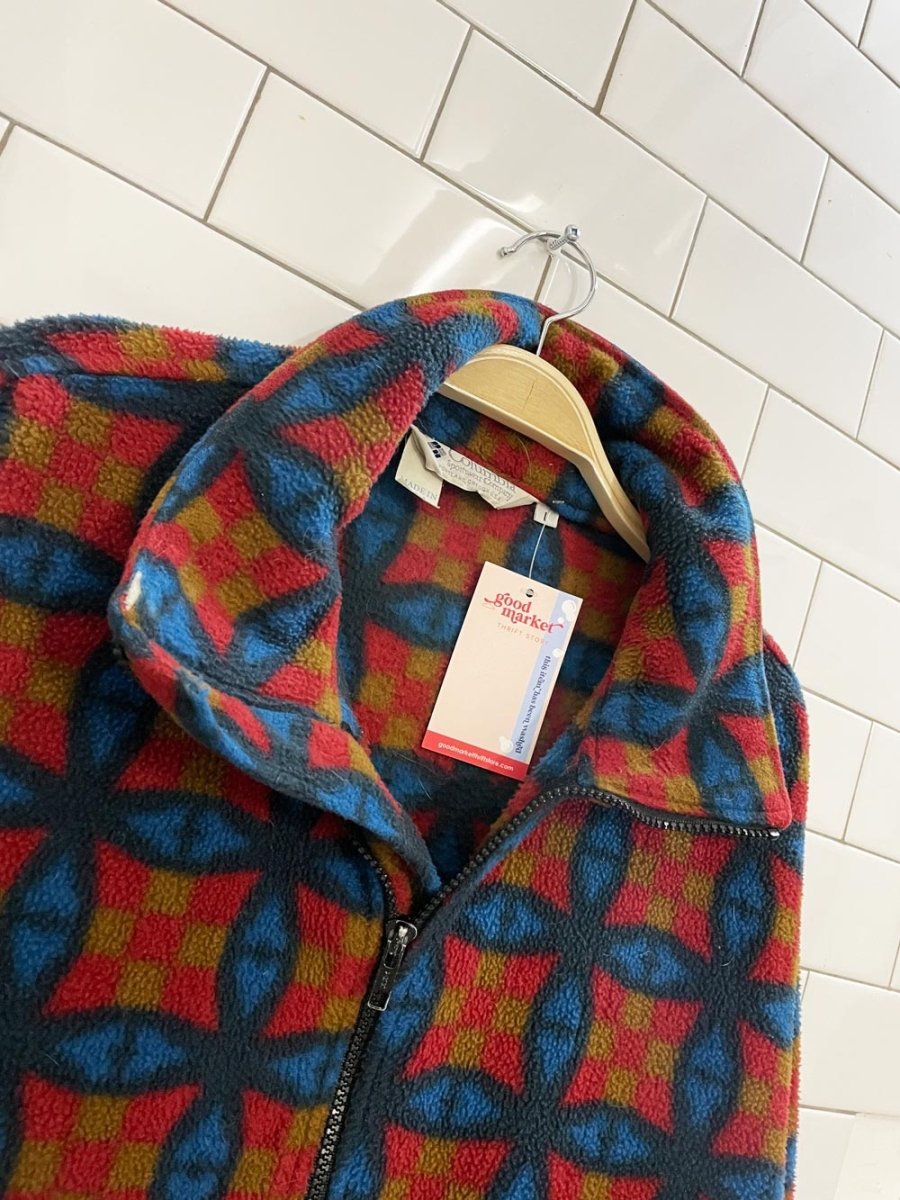 vintage 90s columbia geo fleece jacket made in usa - good market thrift store