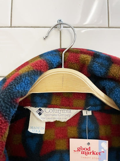 vintage 90s columbia geo fleece jacket made in usa - good market thrift store