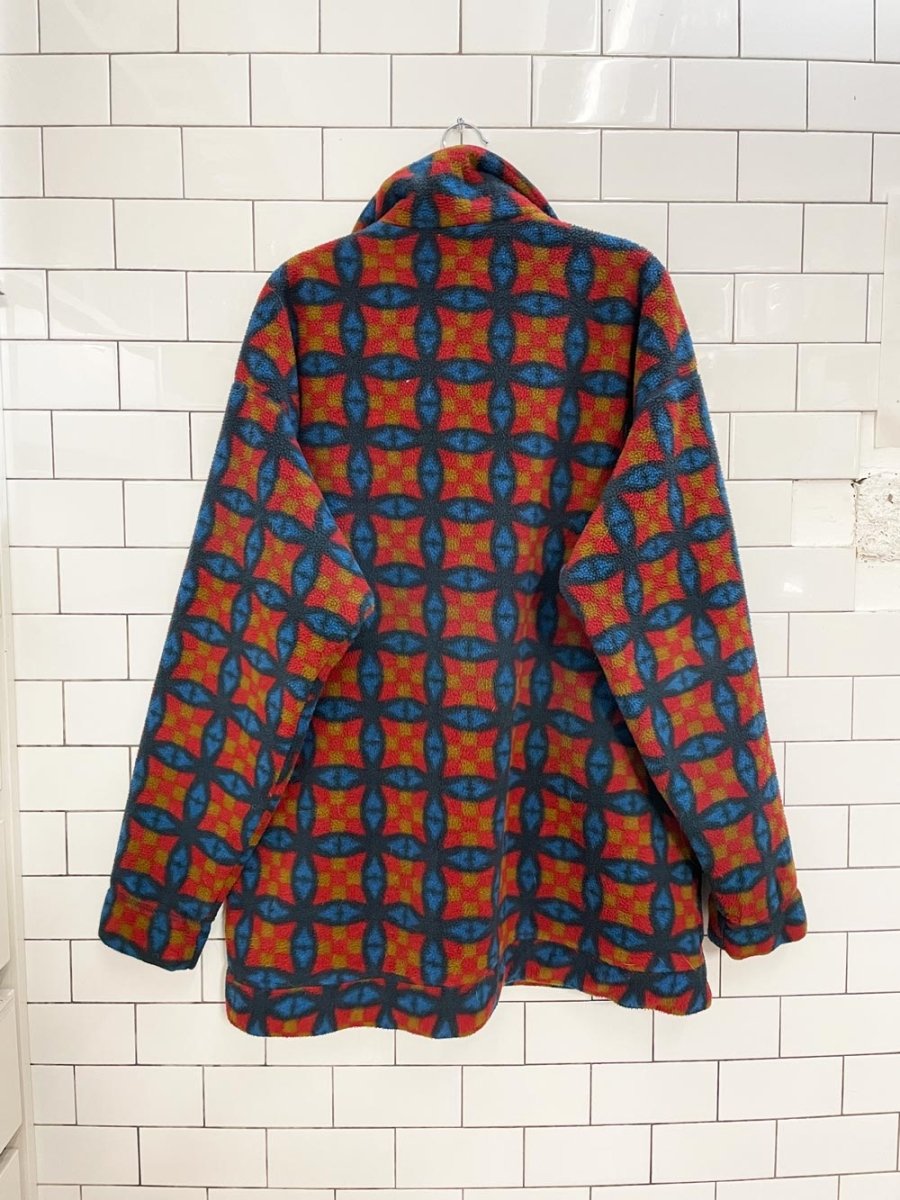 vintage 90s columbia geo fleece jacket made in usa - good market thrift store