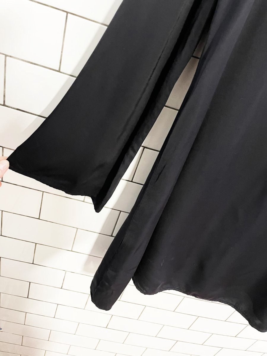 frank and oak navy satin long sleeve dress - good market thrift store