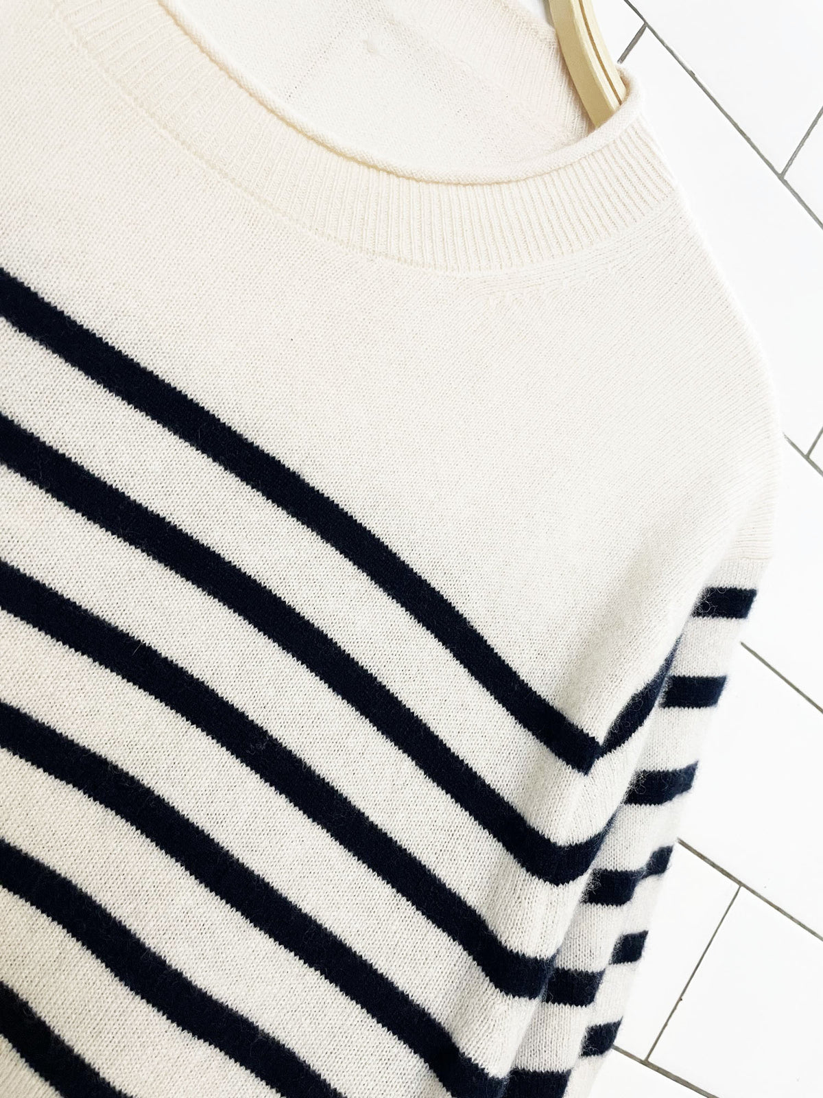 j crew 100% cashmere knit boxy crop stripe top | re-imagined