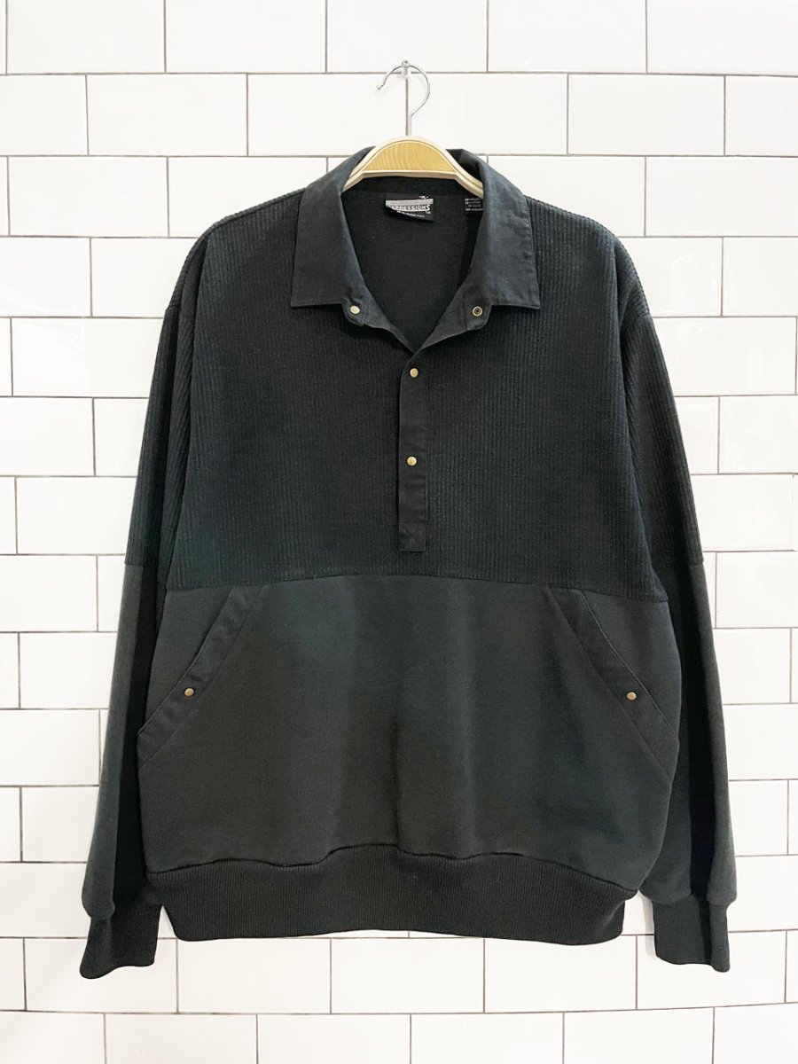 vintage 90s expression ribbed 1/4 snap button sweatshirt - good market thrift store