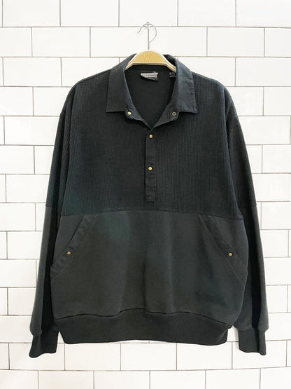 vintage 90s expression ribbed 1/4 snap button sweatshirt - good market thrift store
