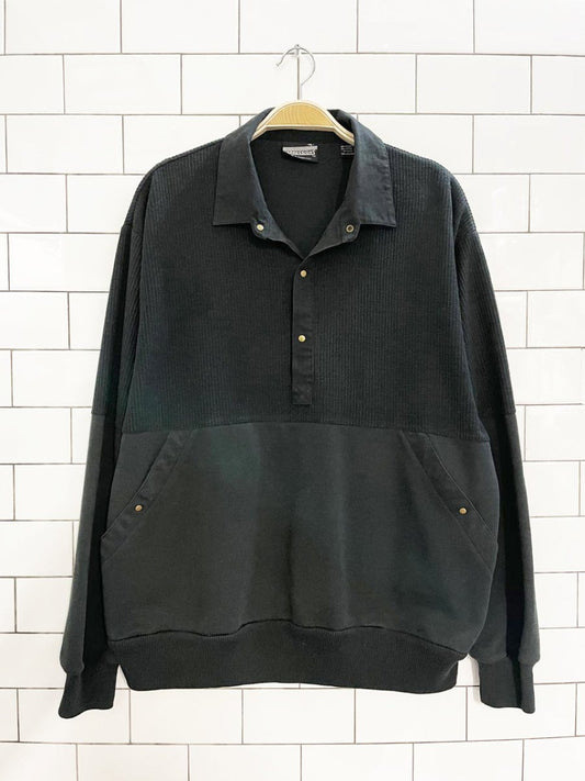 vintage 90s expression ribbed 1/4 snap button sweatshirt - good market thrift store