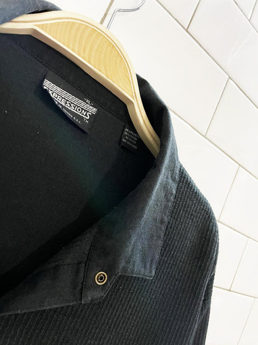 vintage 90s expression ribbed 1/4 snap button sweatshirt - good market thrift store