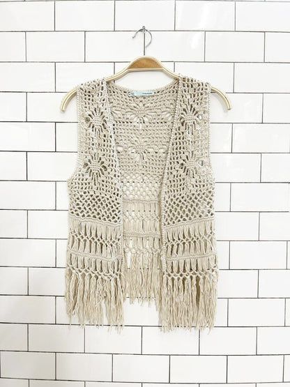 maurices boho crochet fringe vest - good market thrift store