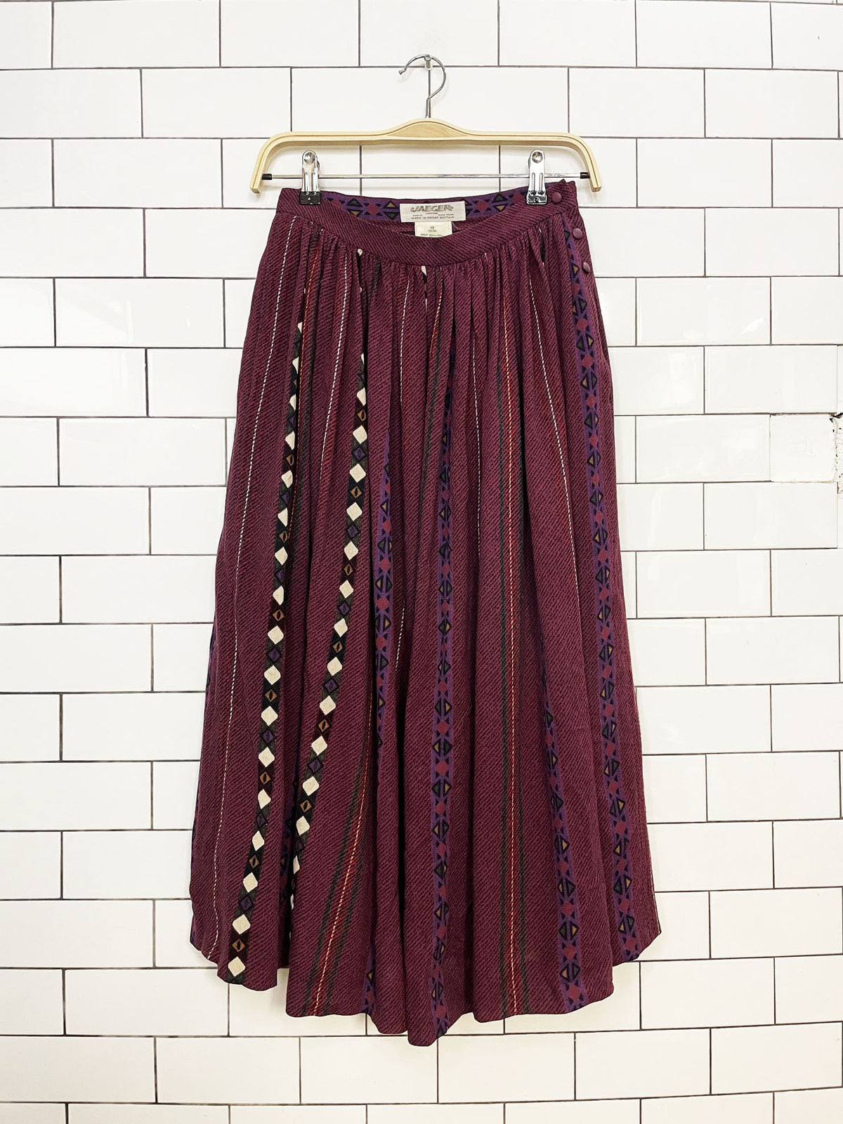 vintage jaeger wool-blend southwestern full midi skirt | lined