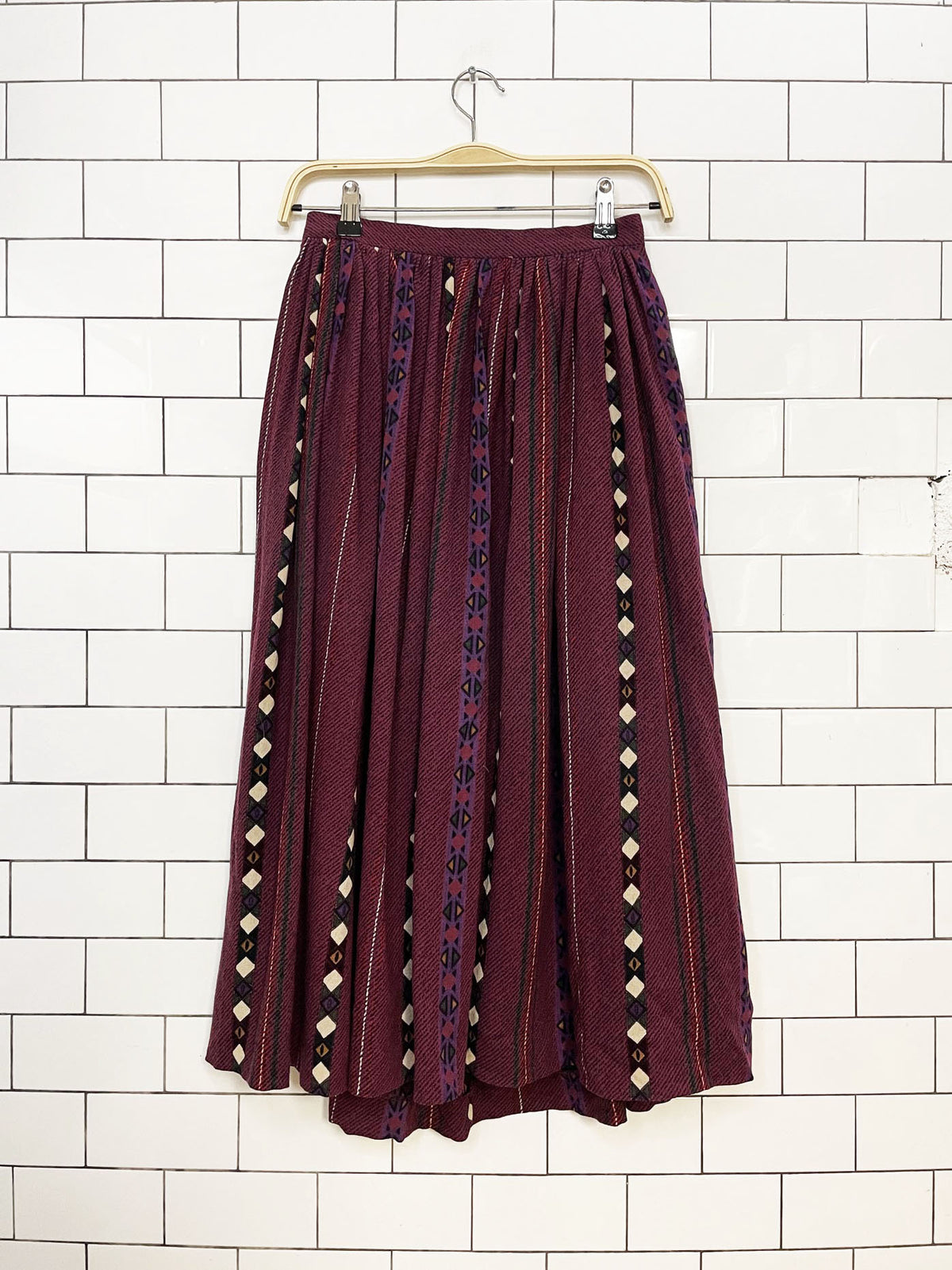 vintage jaeger wool-blend southwestern full midi skirt | lined