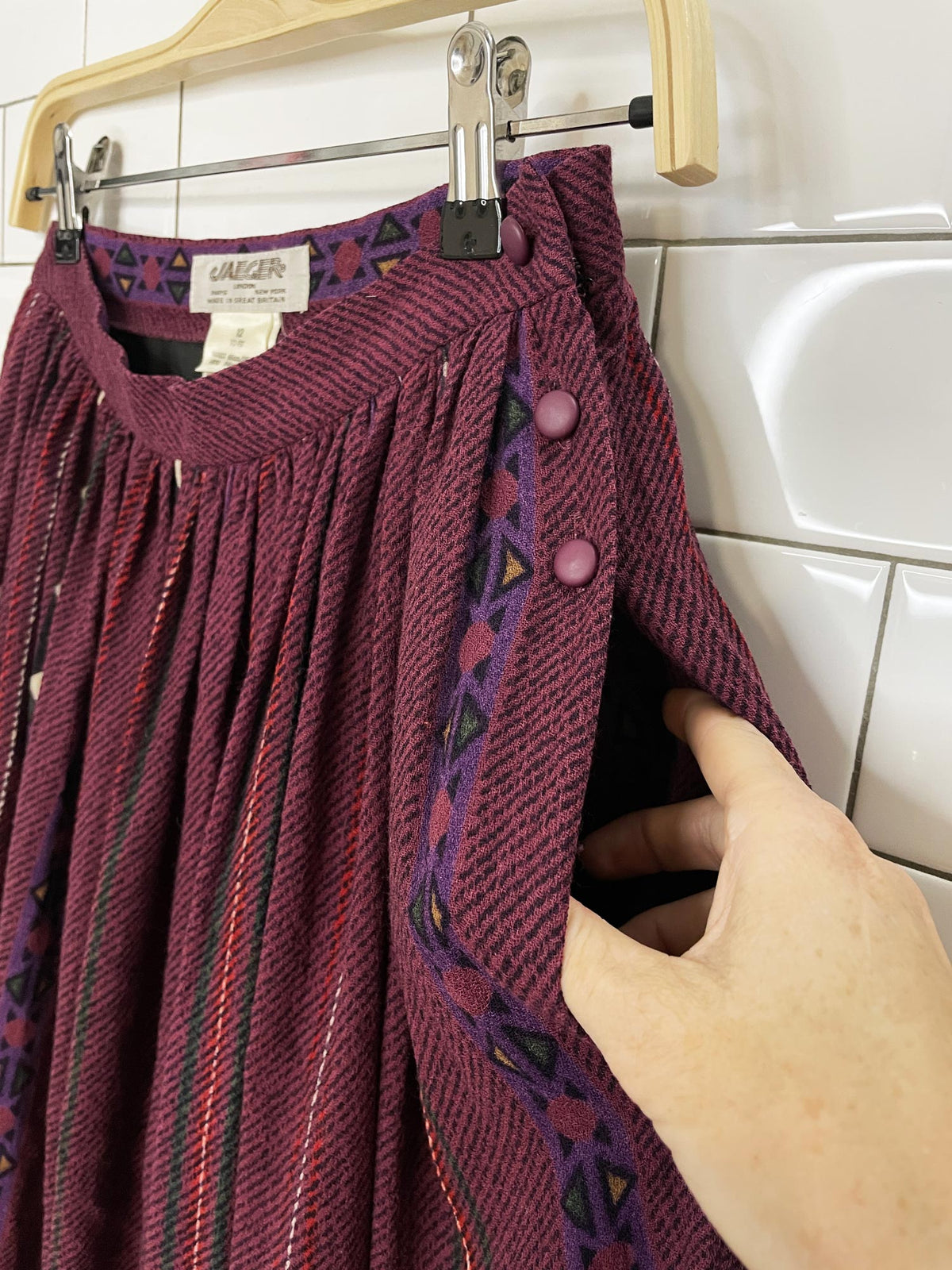 vintage jaeger wool-blend southwestern full midi skirt | lined
